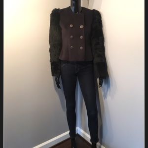 Rebecca Taylor Wool & Fur Pea jacket; Jbrand jeans